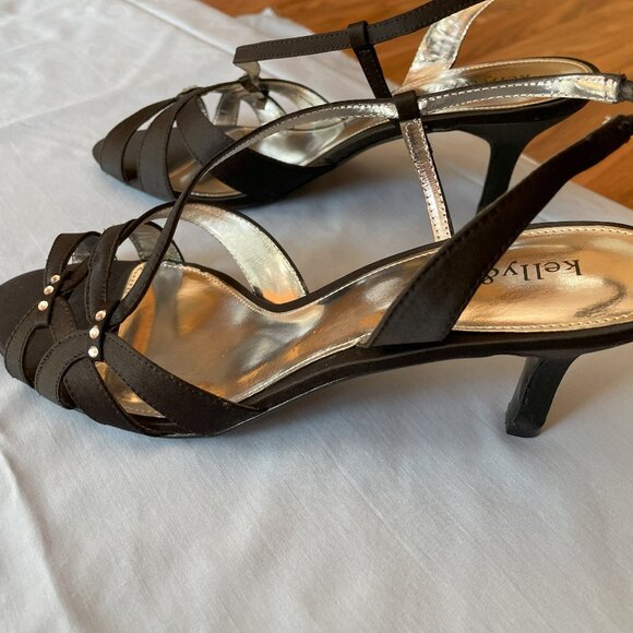 DRESSY BLACK SANDALS With Rhinestones 9.5 M - Picture 4 of 6